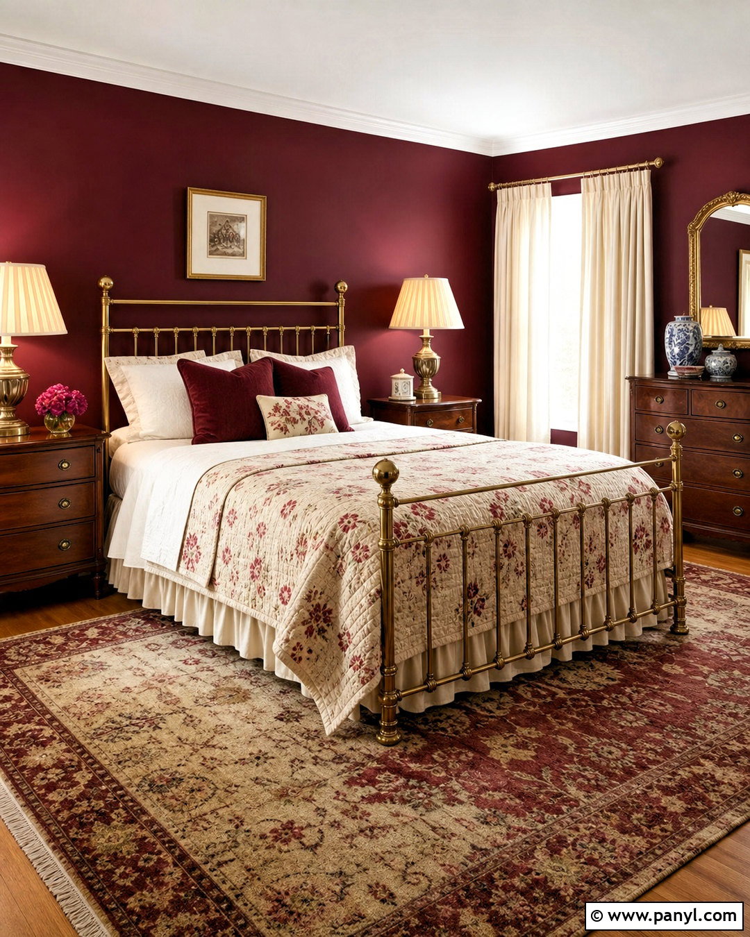 Maroon Bedroom With Vintage Decor - 20 maroon walls bedroom ideas
