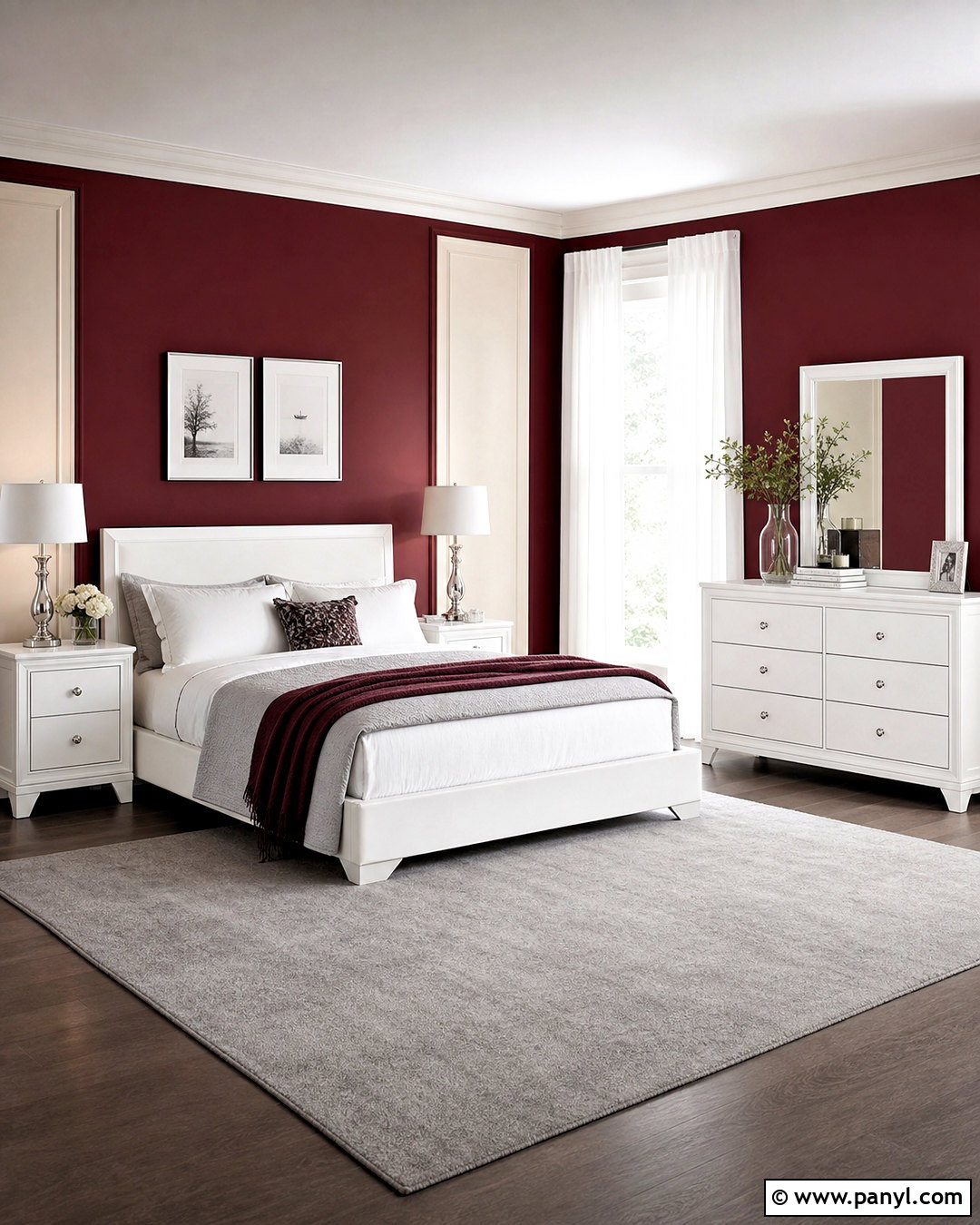 Maroon Bedroom With White Furniture - 20 maroon walls bedroom ideas
