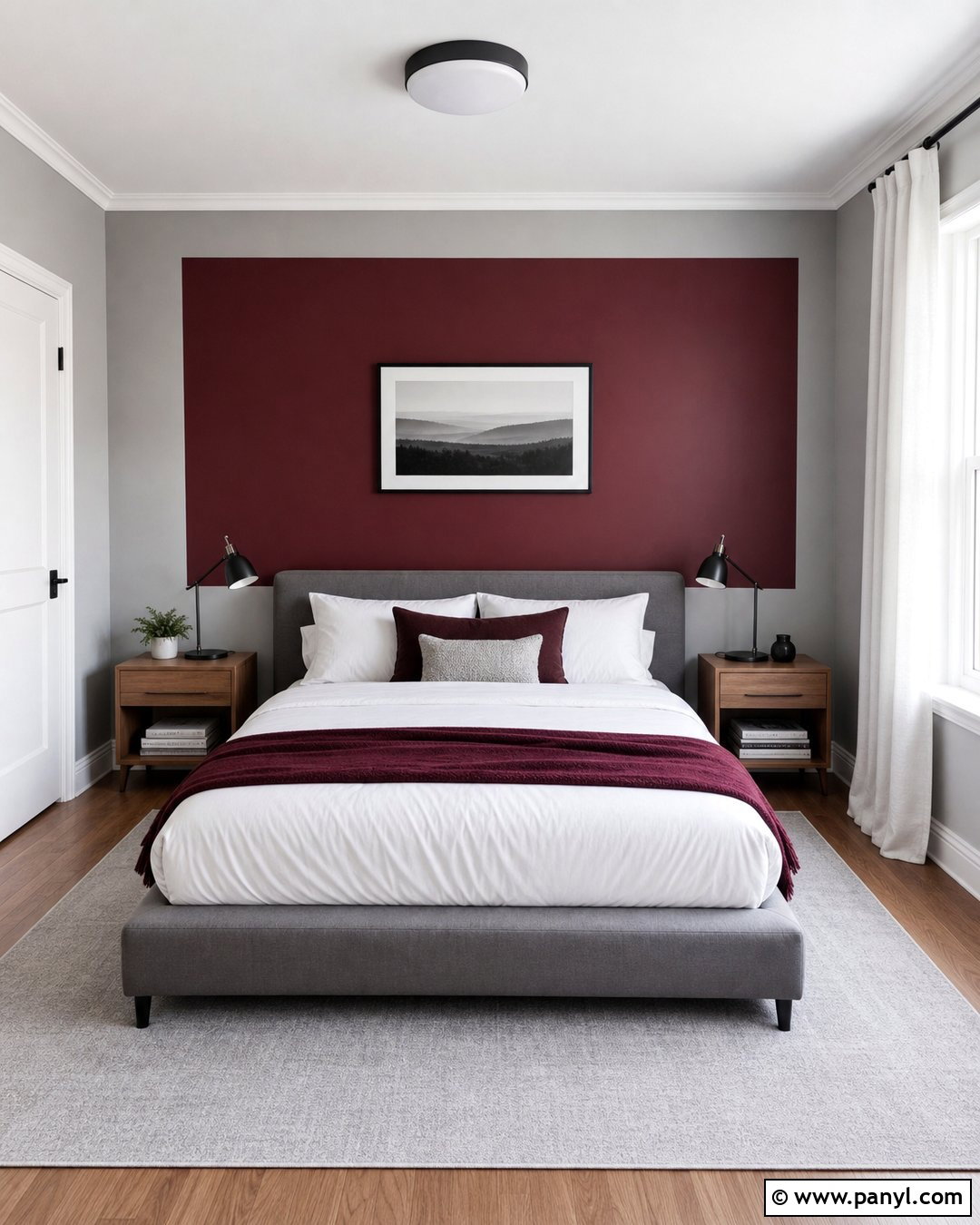 Maroon Color Block Wall With Soft Grey - 20 Maroon And Grey Walls