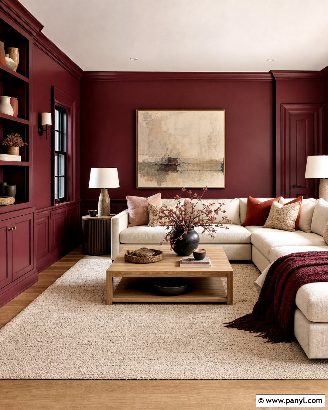 20 Maroon Walls Living Room Ideas for a Rich, Cozy Style