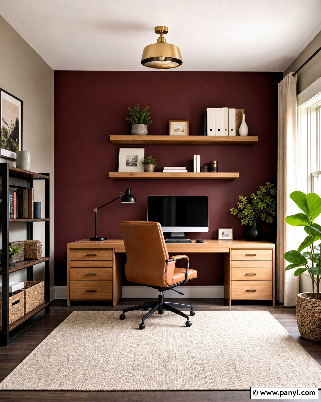Maroon Home Office Accent Wall - 20 maroon accent wall ideas