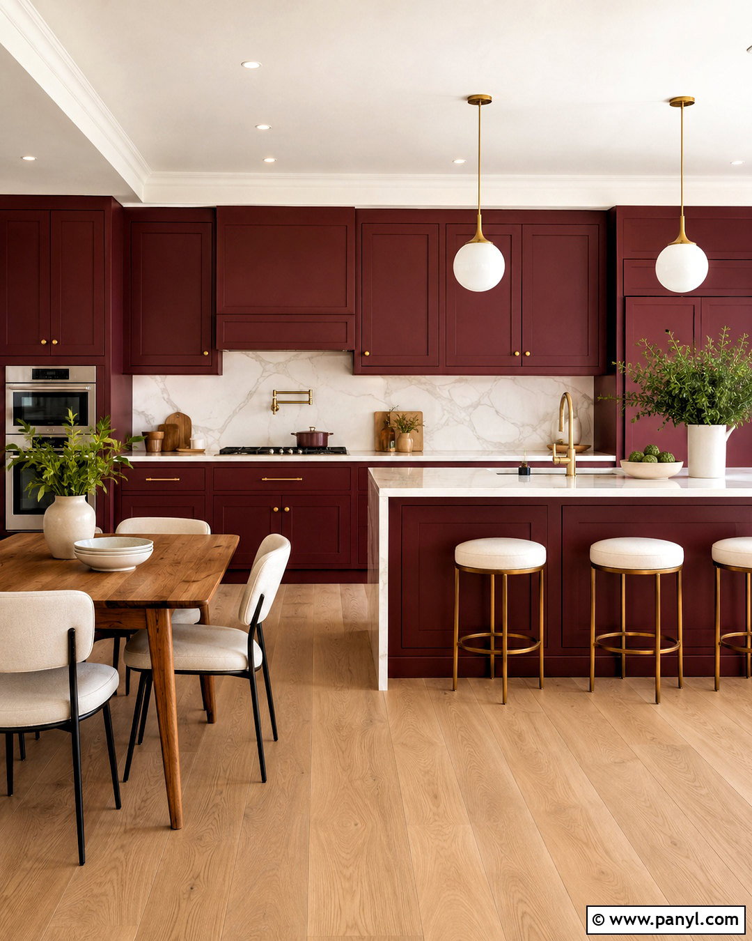 Maroon Kitchen Cabinets With Marble - 20 maroon interior ideas