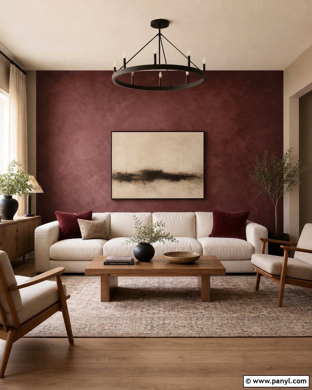 Maroon Limewash Accent Wall - 25 Maroon Limewash Ideas