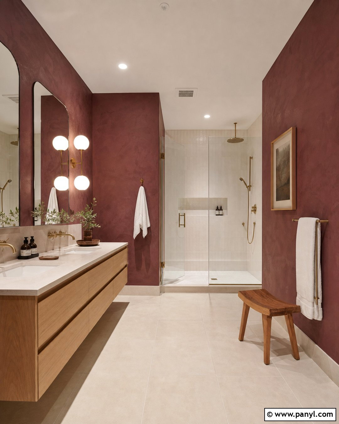 Maroon Limewash Bathroom - 25 Maroon Limewash Ideas