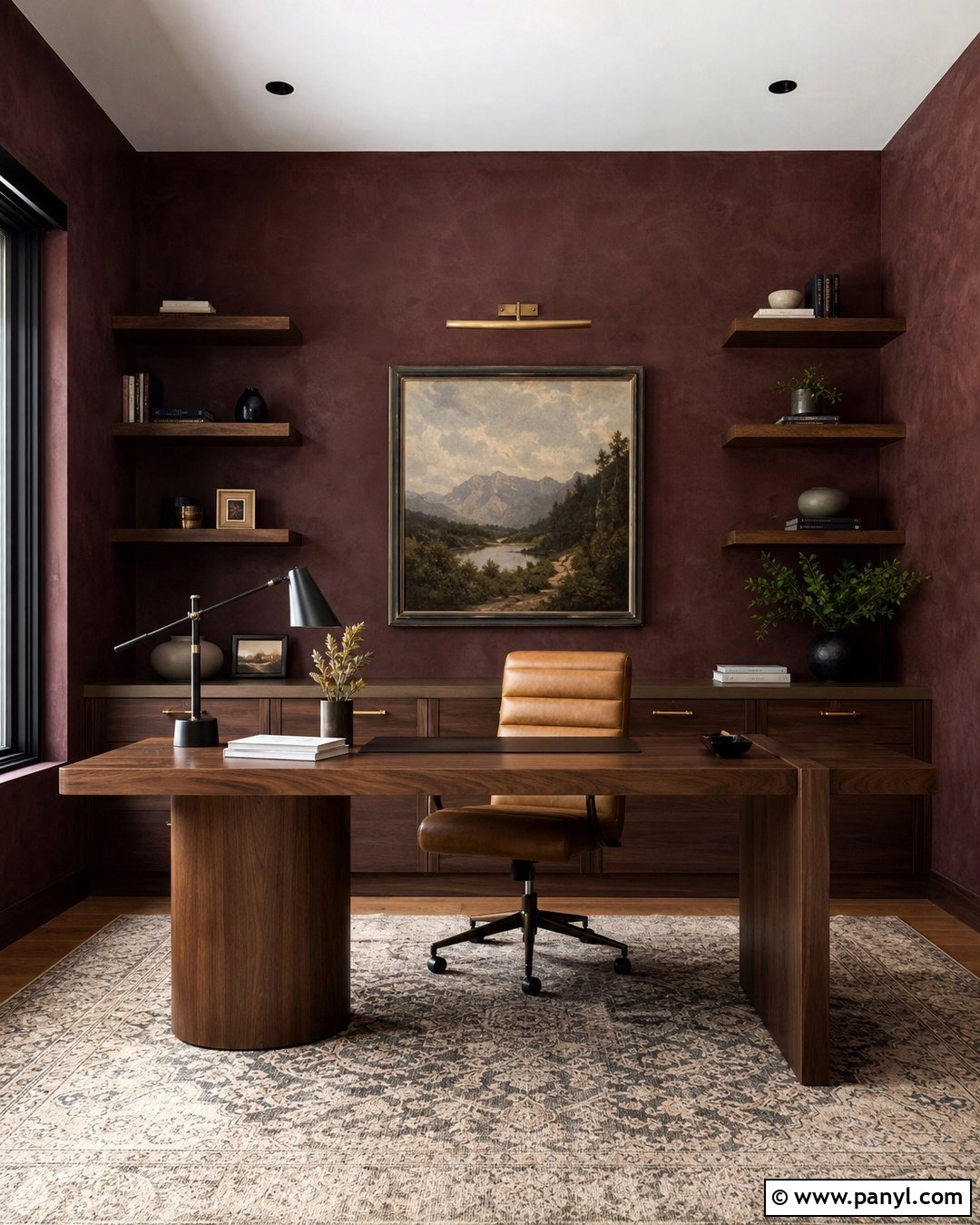 Maroon Limewash Home Office - 25 Maroon Limewash Ideas