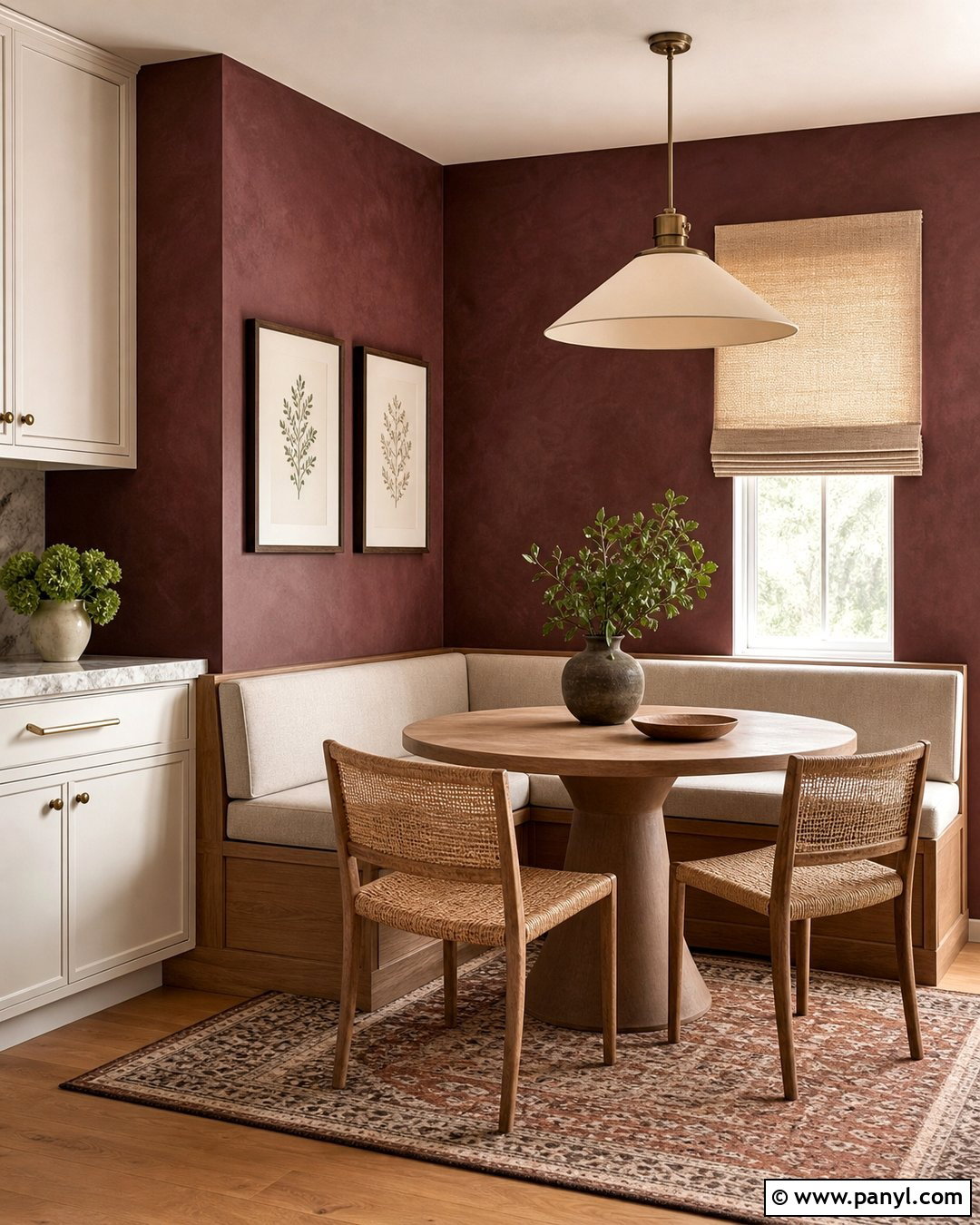 Maroon Limewash Kitchen Nook - 25 Maroon Limewash Ideas