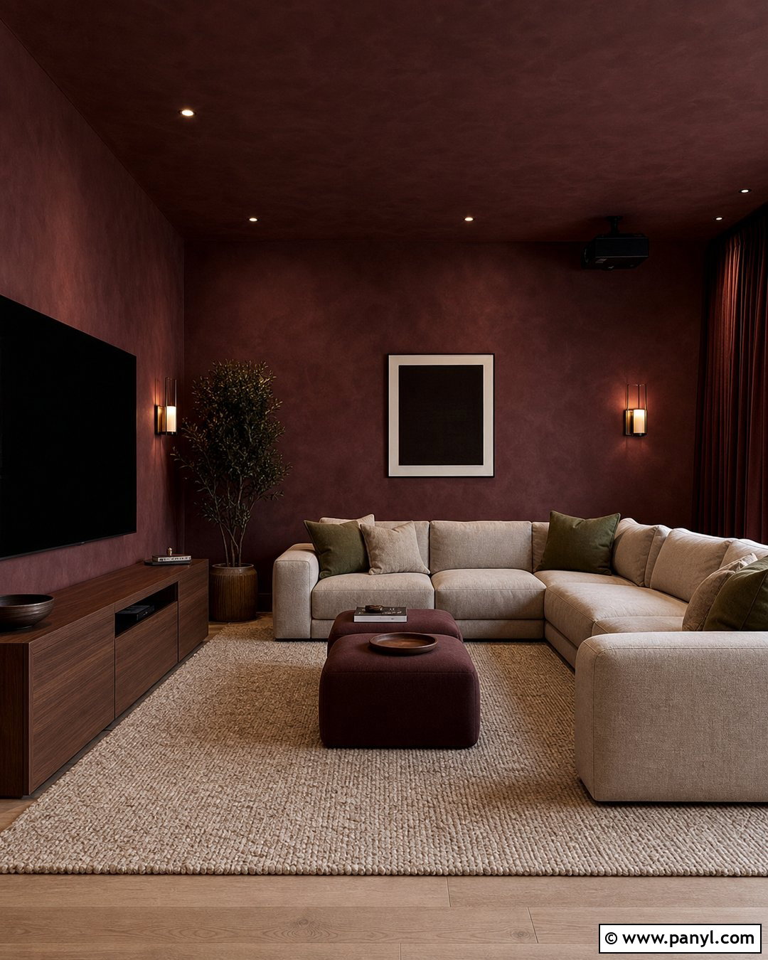 Maroon Limewash Media Room - 25 Maroon Limewash Ideas