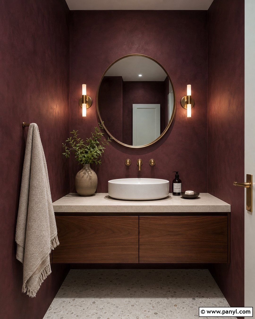 Maroon Limewash Powder Room - 25 Maroon Limewash Ideas