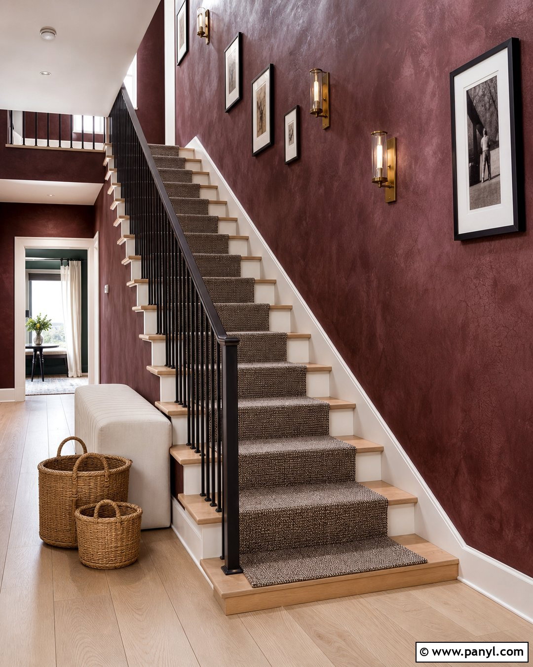Maroon Limewash Staircase - 25 Maroon Limewash Ideas
