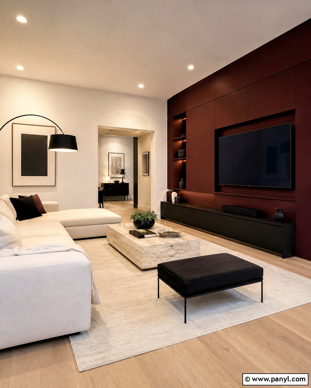 Maroon Living Room With Black Furniture - 40 Maroon Walls