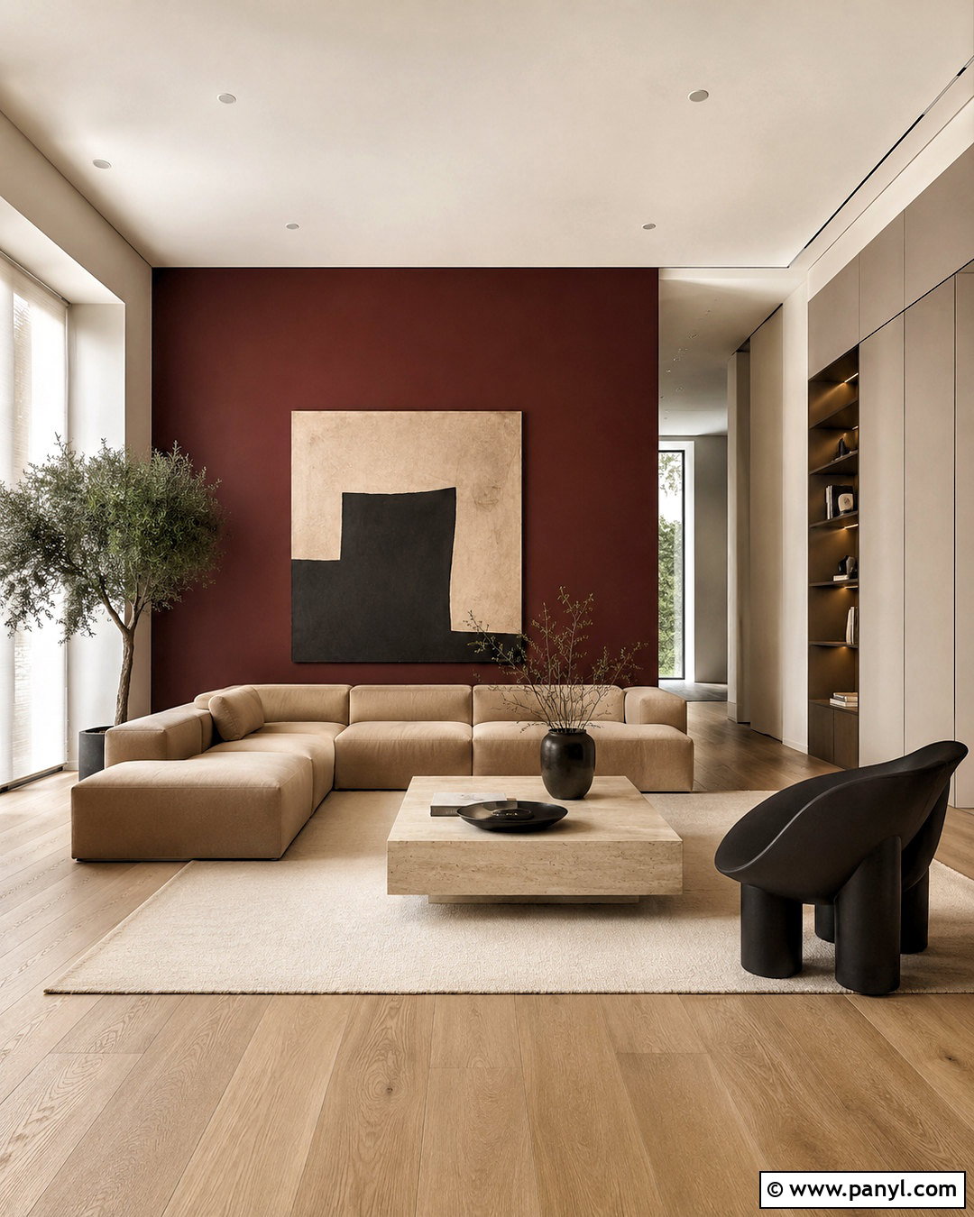 Maroon Minimalist Living Room - 20 maroon interior ideas