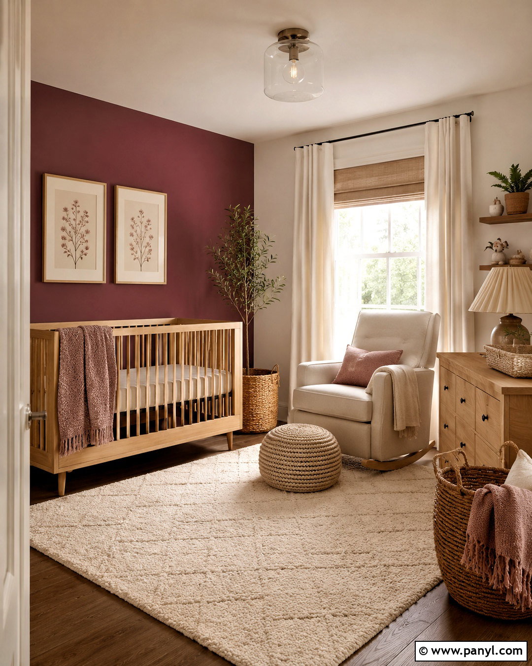 Maroon Nursery With Warm Neutrals - 20 maroon interior ideas