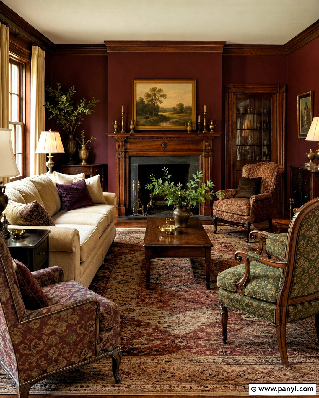 Maroon Traditional Sitting Room - 20 maroon interior ideas