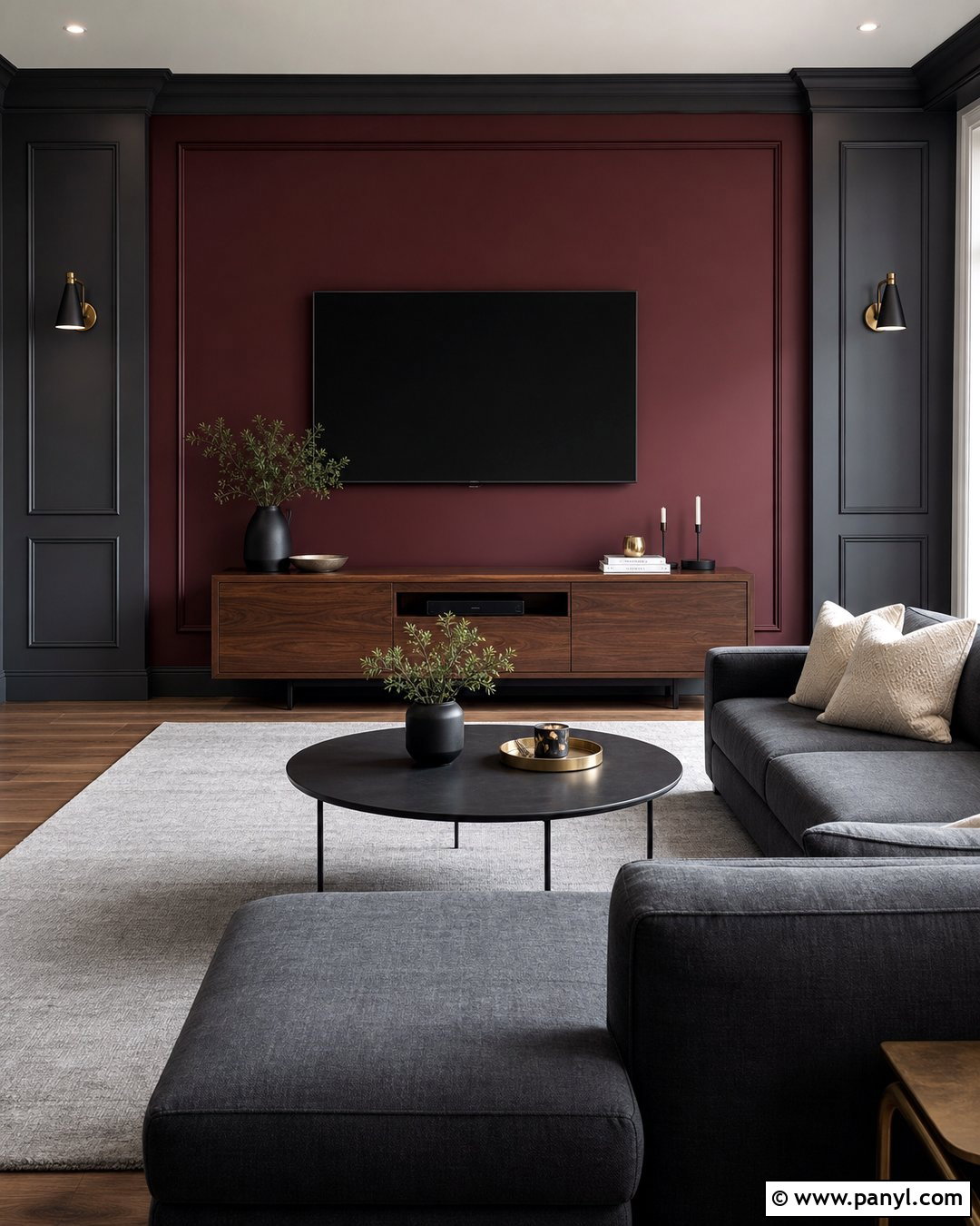 Maroon Wall With Charcoal Grey Paneling - 20 Maroon And Grey Walls