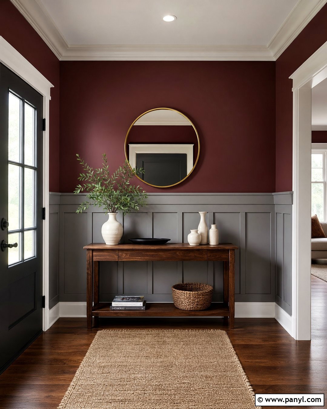 Maroon Wall With Grey Board And Batten - 20 Maroon And Grey Walls