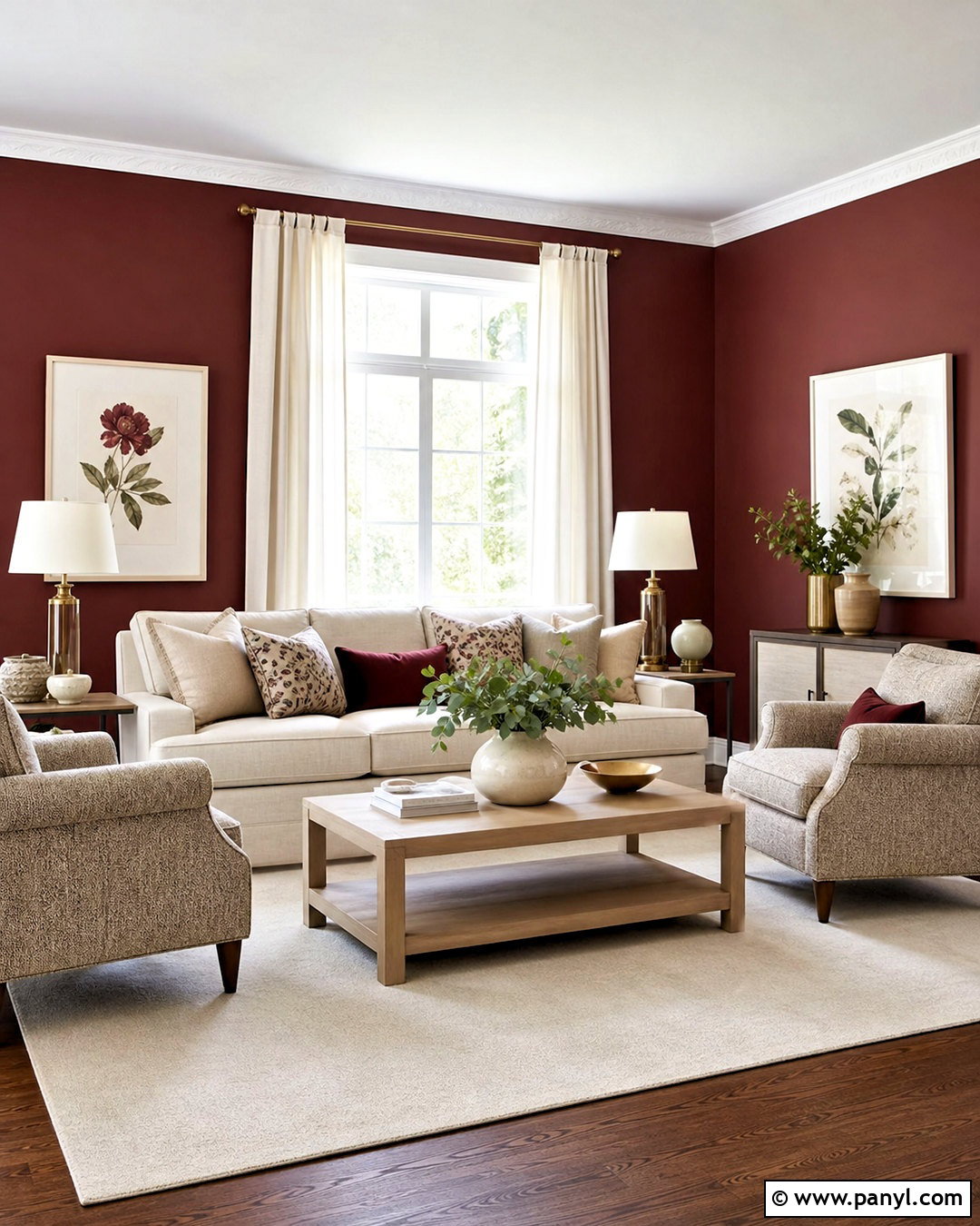 Maroon Walls With Cream Furniture - 20 maroon walls living room ideas