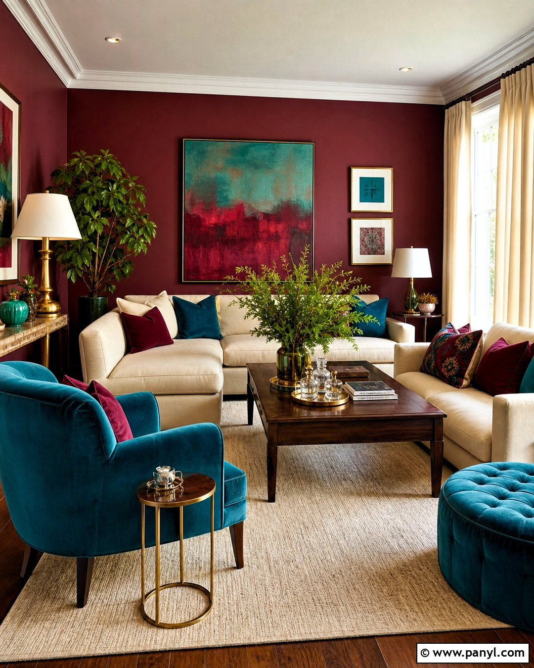 Maroon Walls With Teal Accents - 20 maroon walls living room ideas