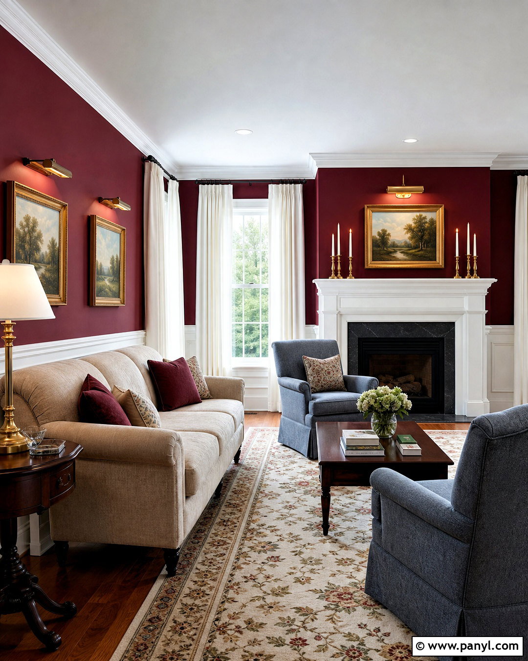 Maroon Walls With White Wainscoting - 20 maroon walls living room ideas