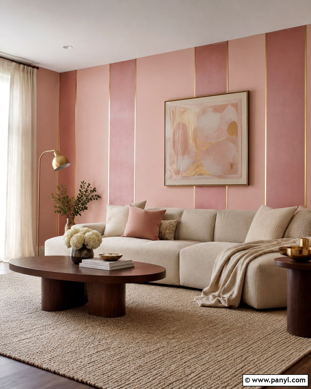 Matte And Metallic Pink And Gold Striped Wall - 20 Pink And Gold Striped Wall Ideas