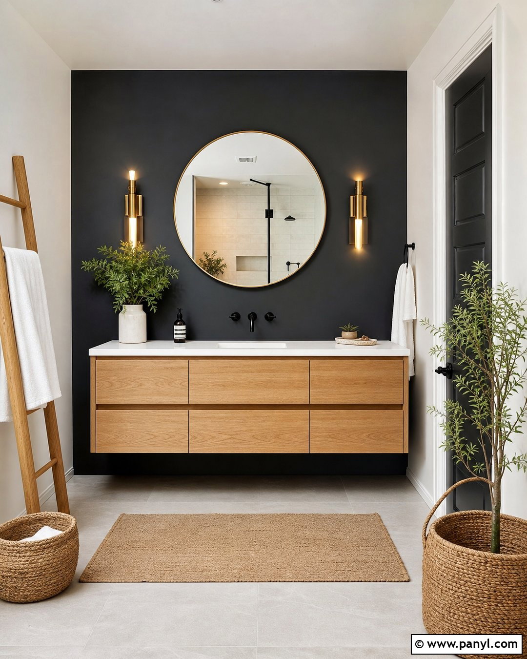 Matte Black Accent Wall Bathroom - 35 Black Accent Wall Bathroom Ideas