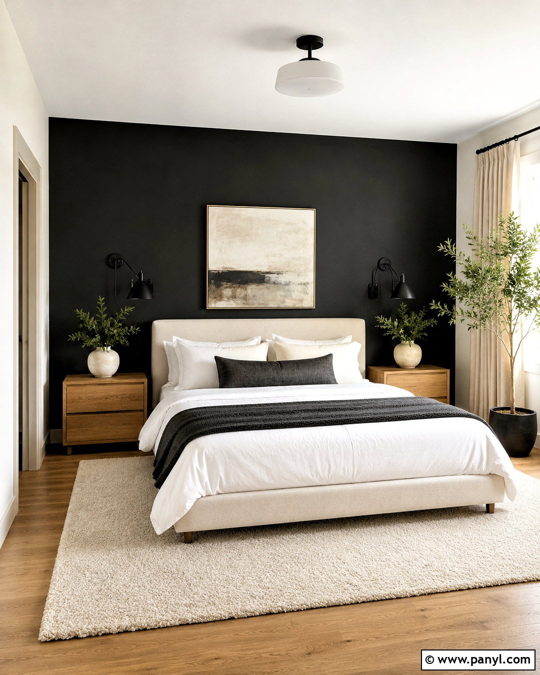 Matte Black Accent Wall Bedroom - 20 black walls bedroom ideas
