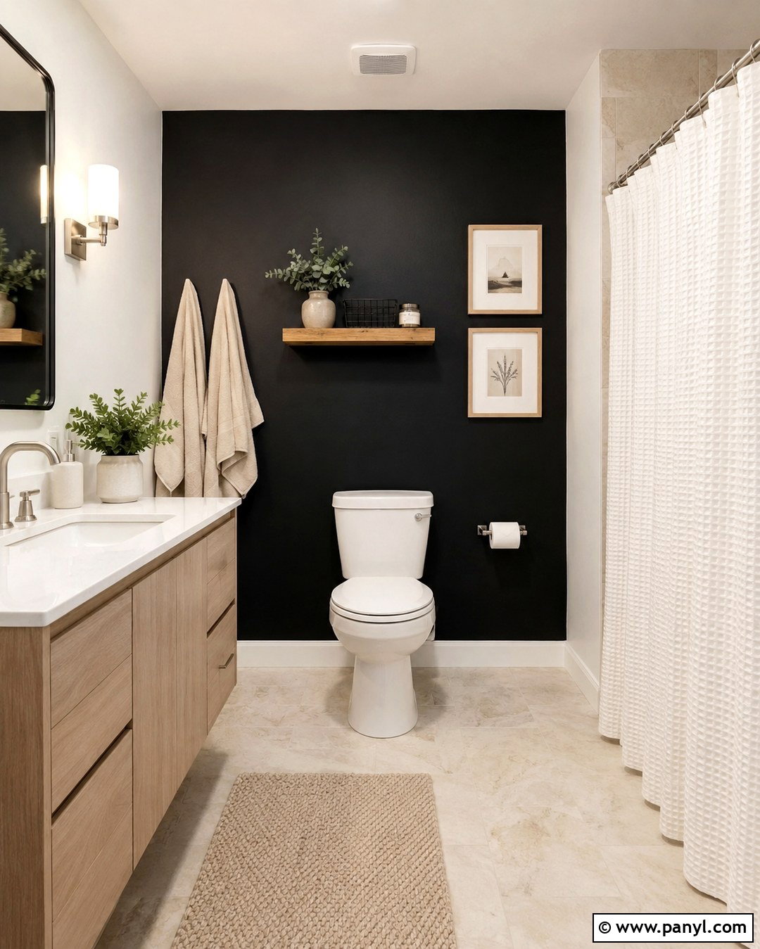 Matte Black Accent Wall Behind Toilet - 20 Black Accent Wall Behind Toilet Ideas