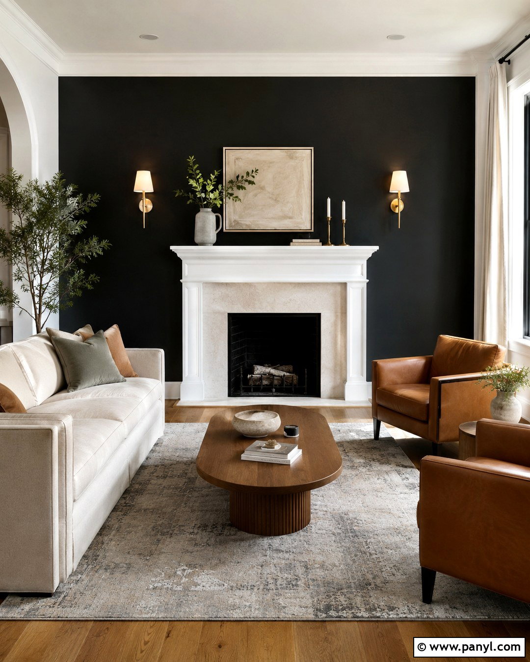 Matte Black Accent Wall With White Fireplace - 20 Black Accent Wall White Fireplace Ideas