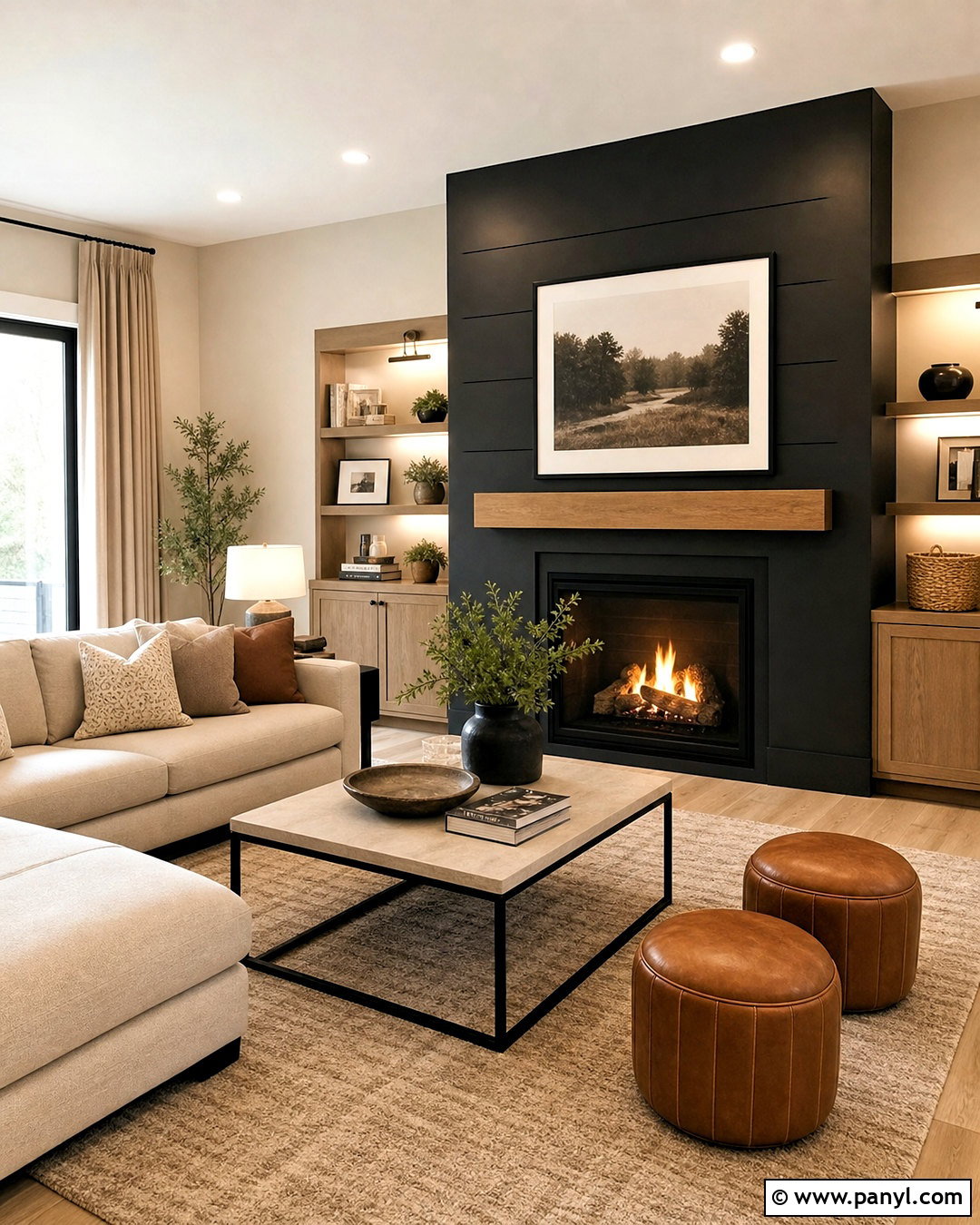 Matte Black And Soft Beige Living Room Walls - 20 2 tone living room walls paint colors