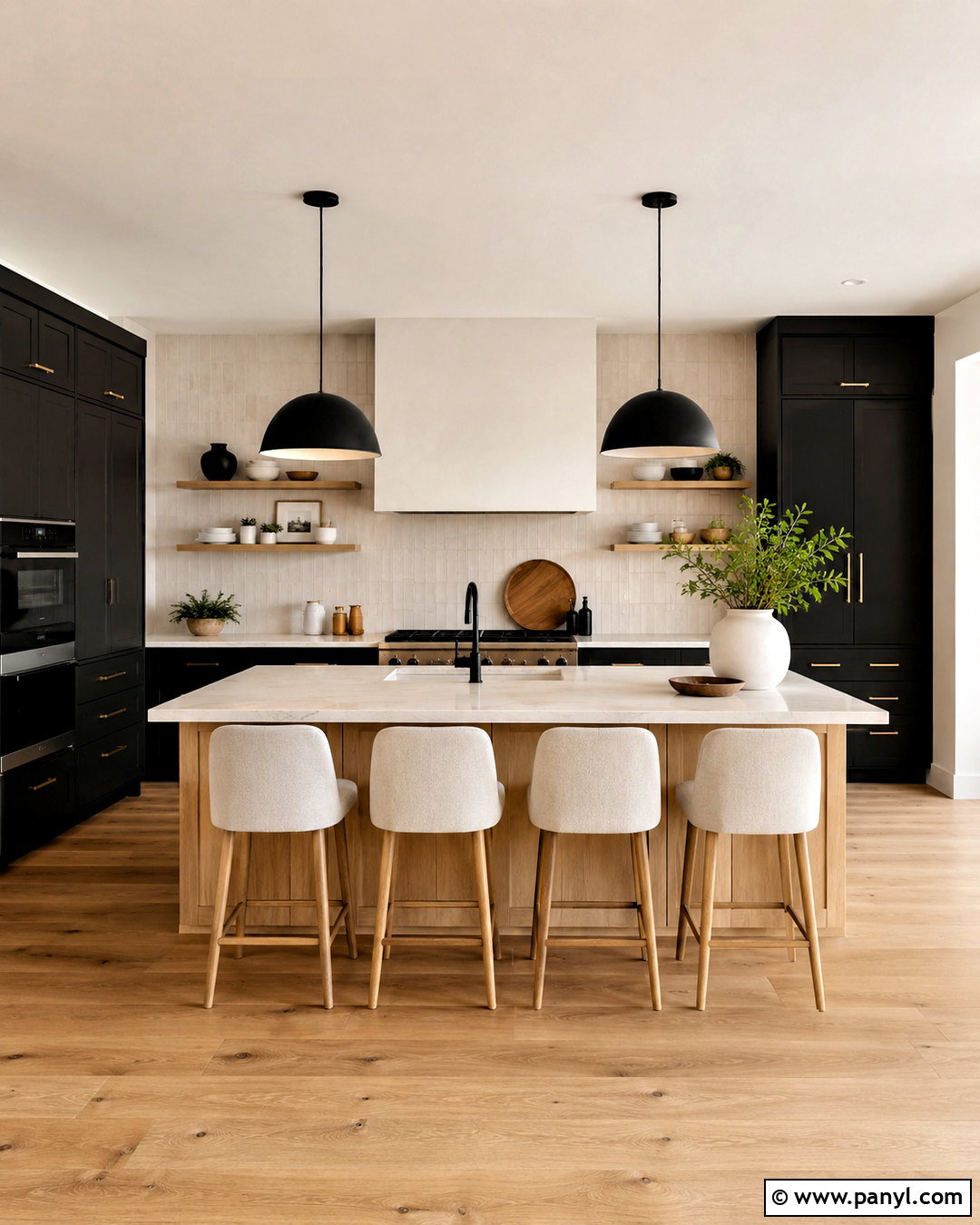 Matte Black And White Oak Kitchen - 20 black wood kitchen ideas