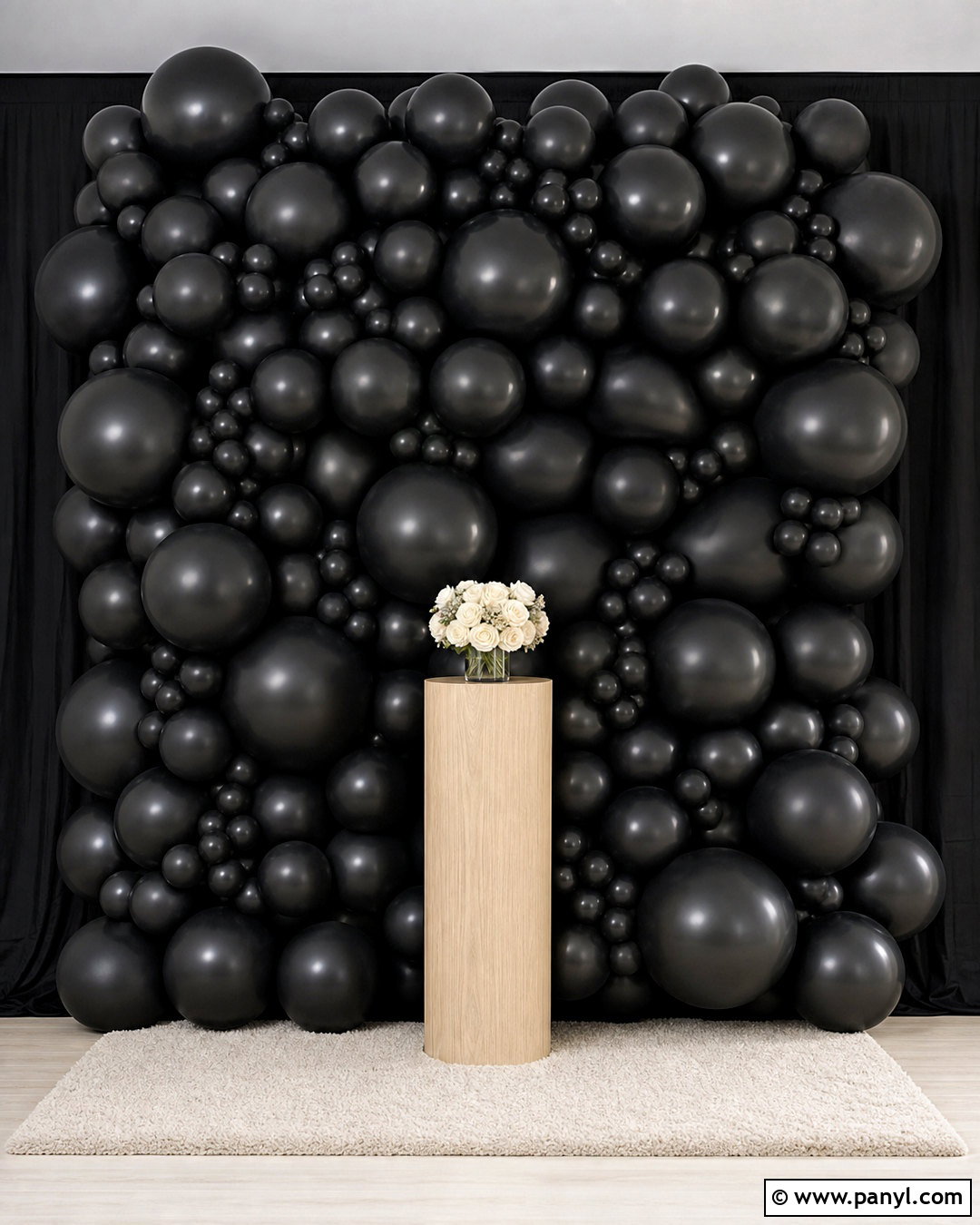 Matte Black Balloon Wall - 20 black balloon wall ideas