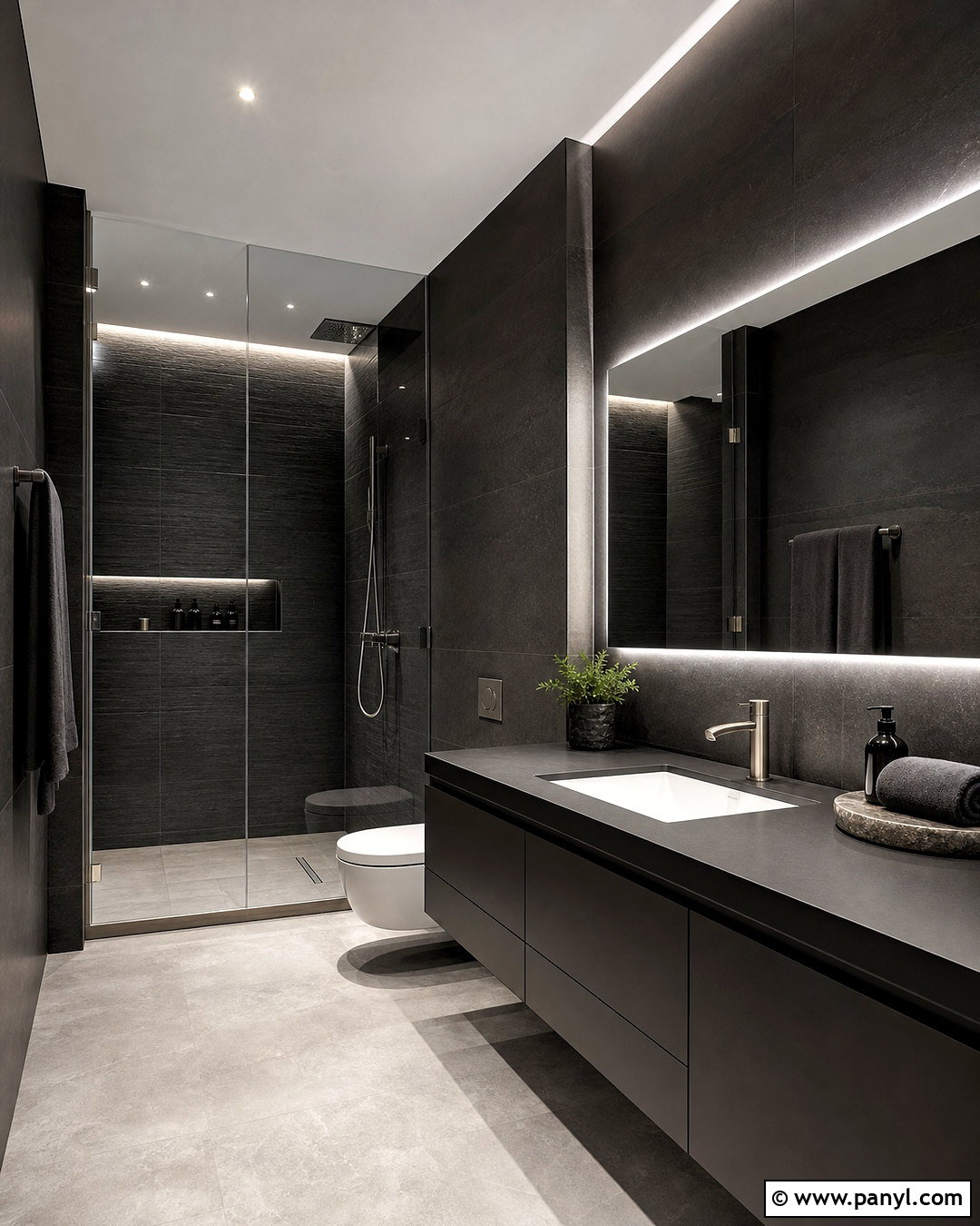 Matte Black Bathroom - 20 black bathroom design ideas
