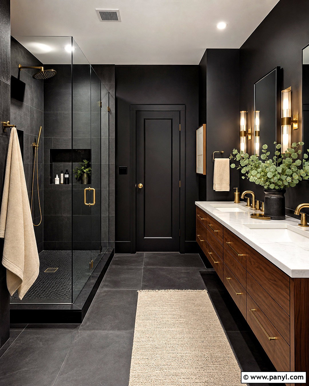 Matte Black Bathroom - 20 dark color bathroom ideas