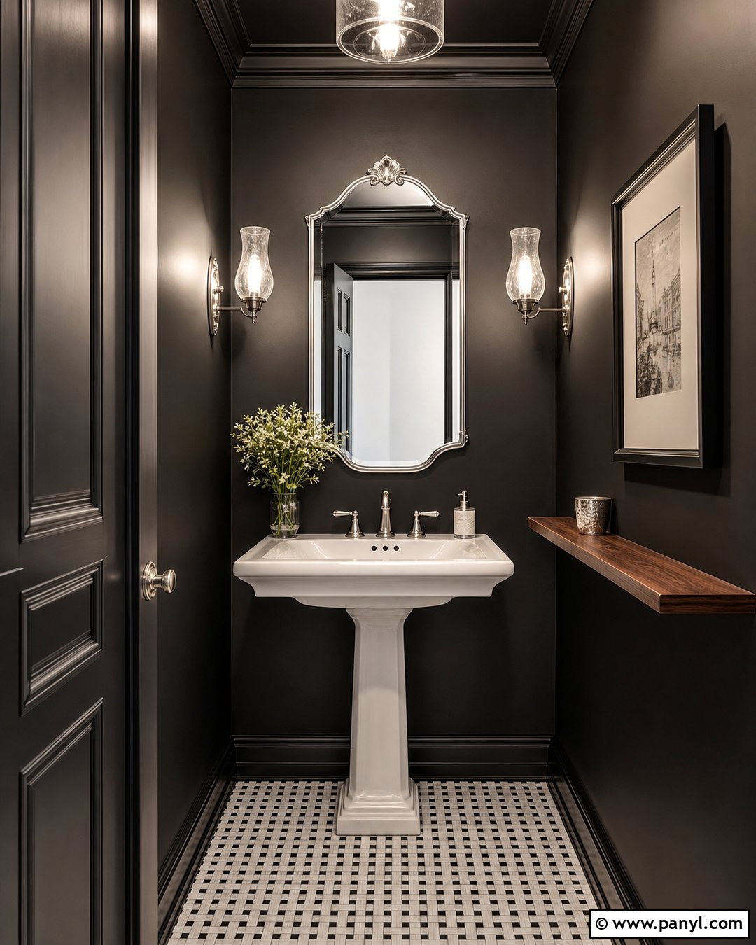 Matte Black Bathroom Walls - 25 Dark Bathroom Wall Color Ideas