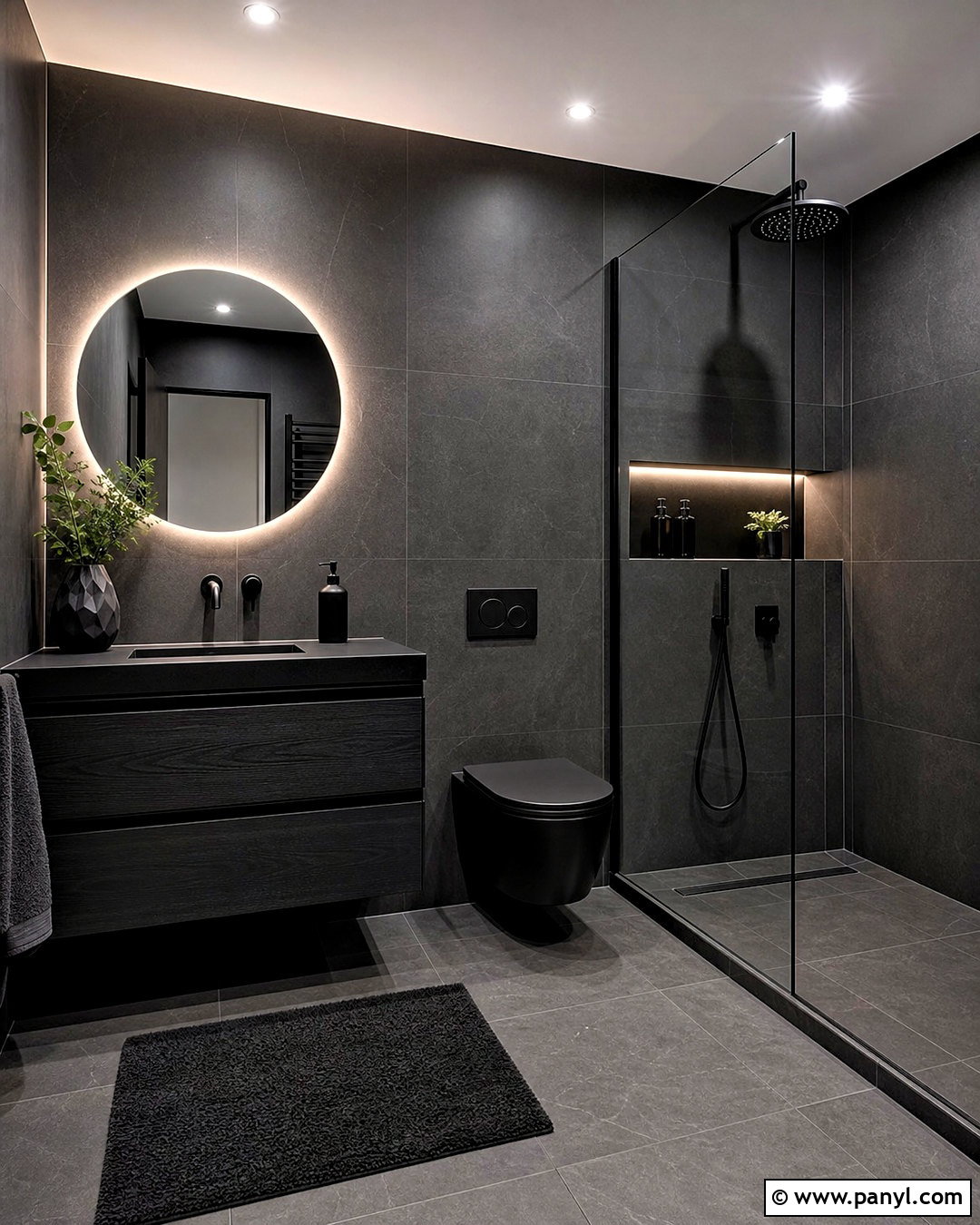Matte Black Bathroom - 20 all black bathroom ideas