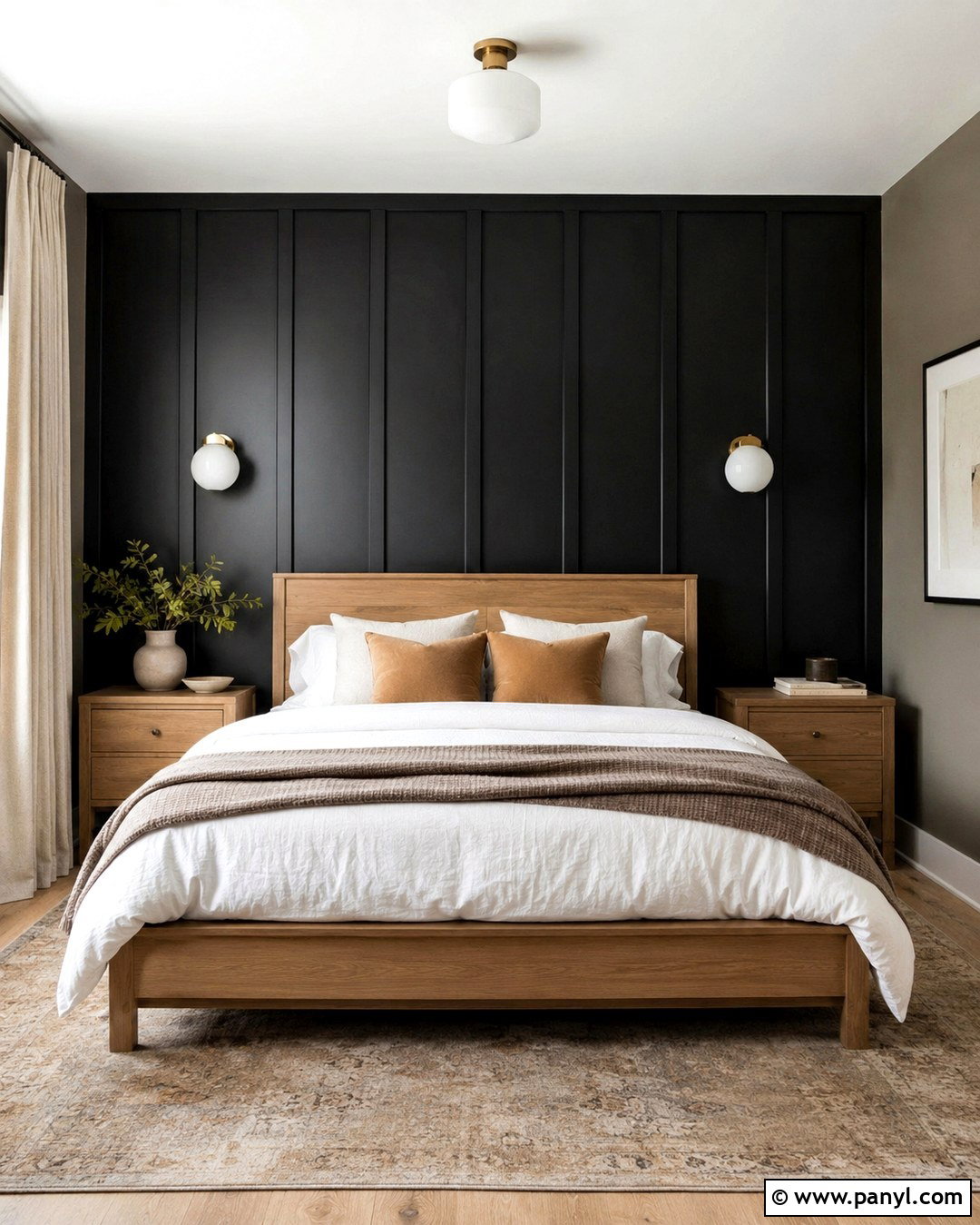 Matte Black Board And Batten Bedroom - 20 Black Wall Paint Color Ideas