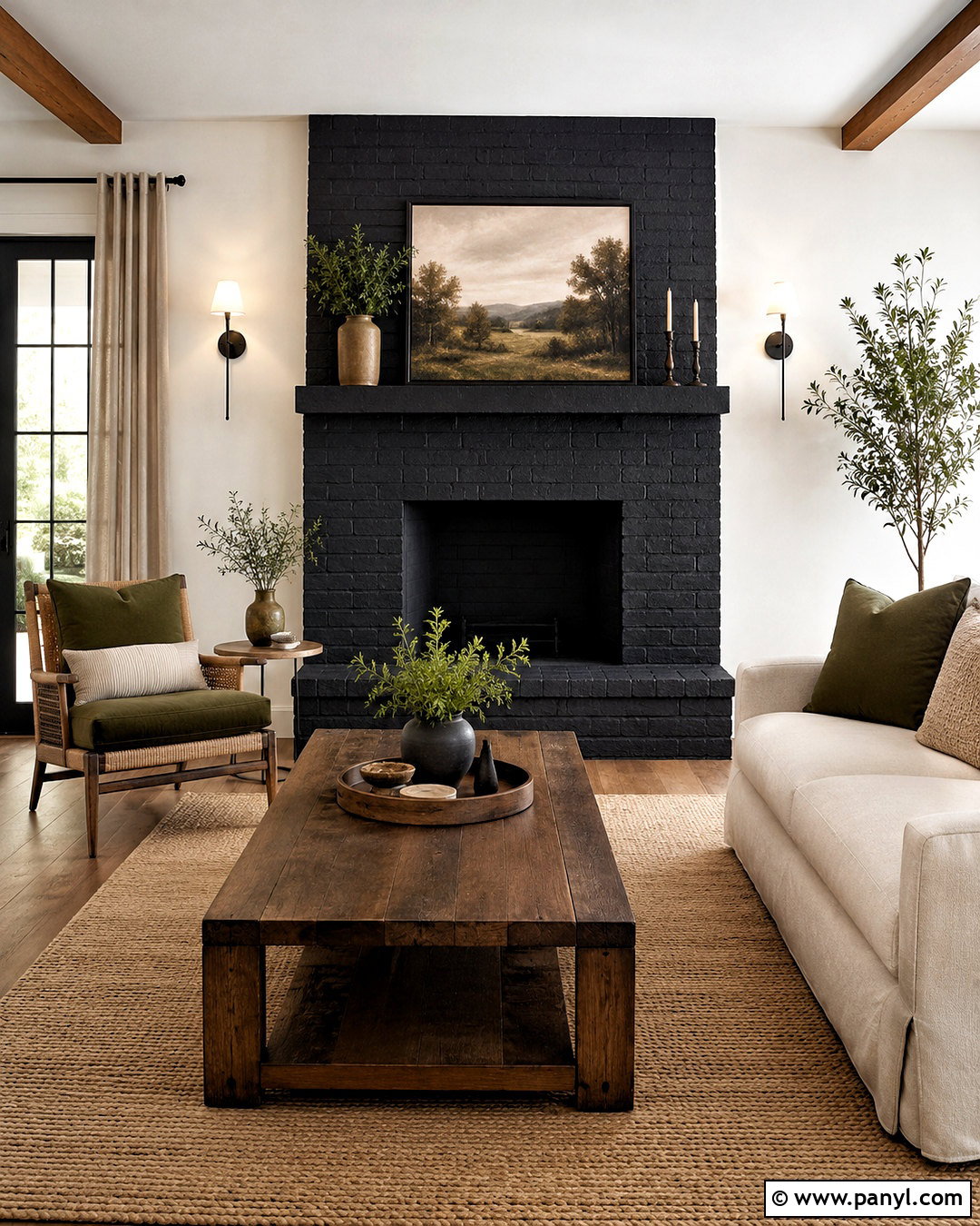 Matte Black Brick Fireplace - 20 dark painted fireplace ideas
