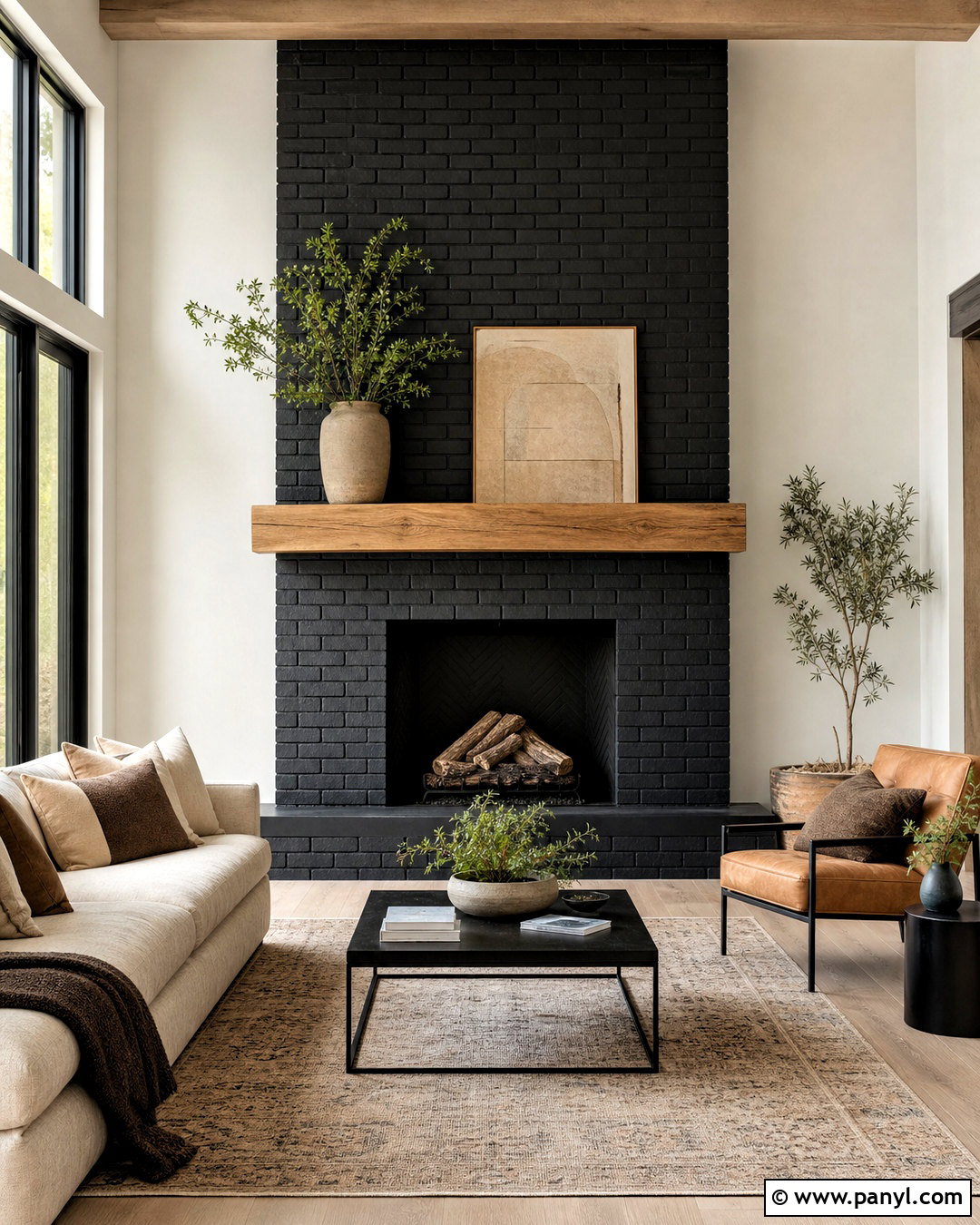 Matte Black Brick Fireplace - 20 fireplace painting ideas