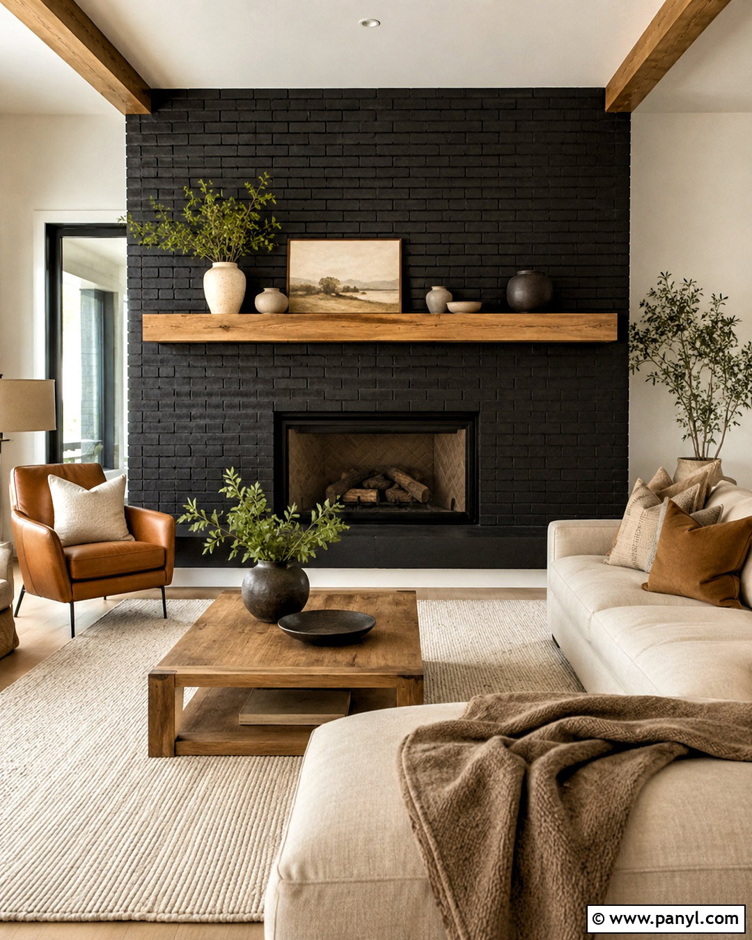 Matte Black Brick Fireplace Wall - 20 brick wall before and after painting ideas
