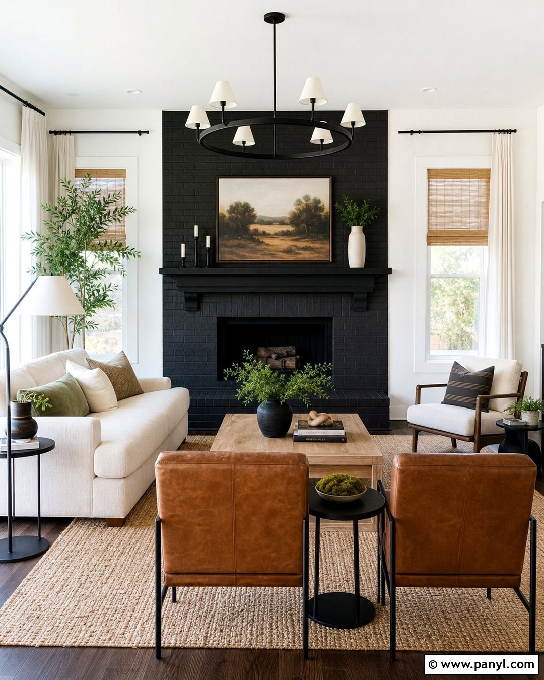 Matte Black Brick Fireplace With White Walls - 35 Black Fireplace White Walls