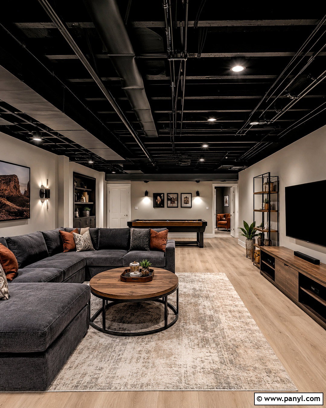Matte Black Ceiling Basement - 20 dark painted ceiling ideas