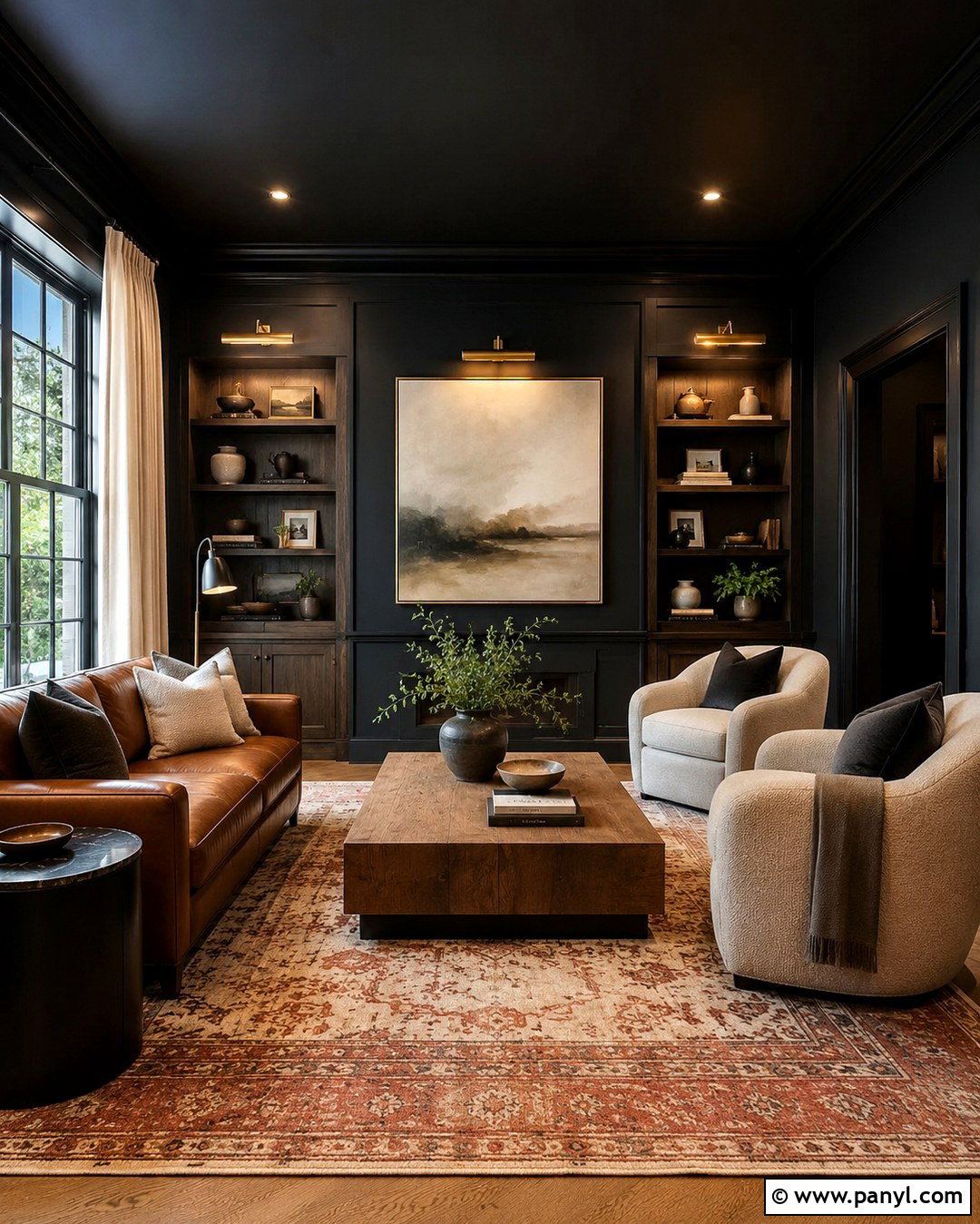 Matte Black Color Drenched Room - 20 Mat Black Wall Ideas
