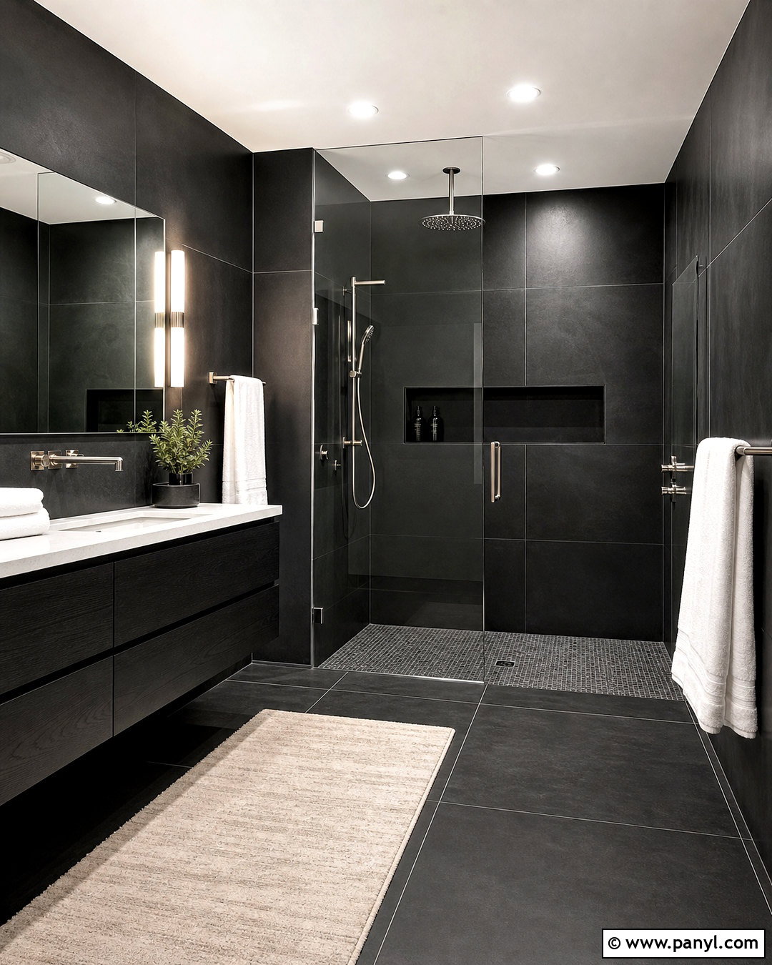 Matte Black Dark Bathroom - 20 dark bathroom design ideas