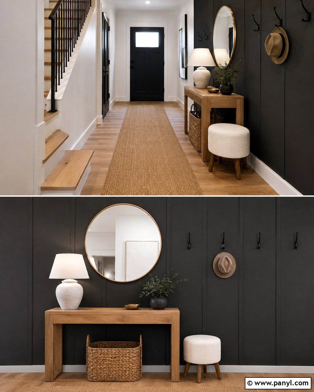 Matte Black Entryway Accent Wall - 20 Dark Paint Accent Wall Ideas