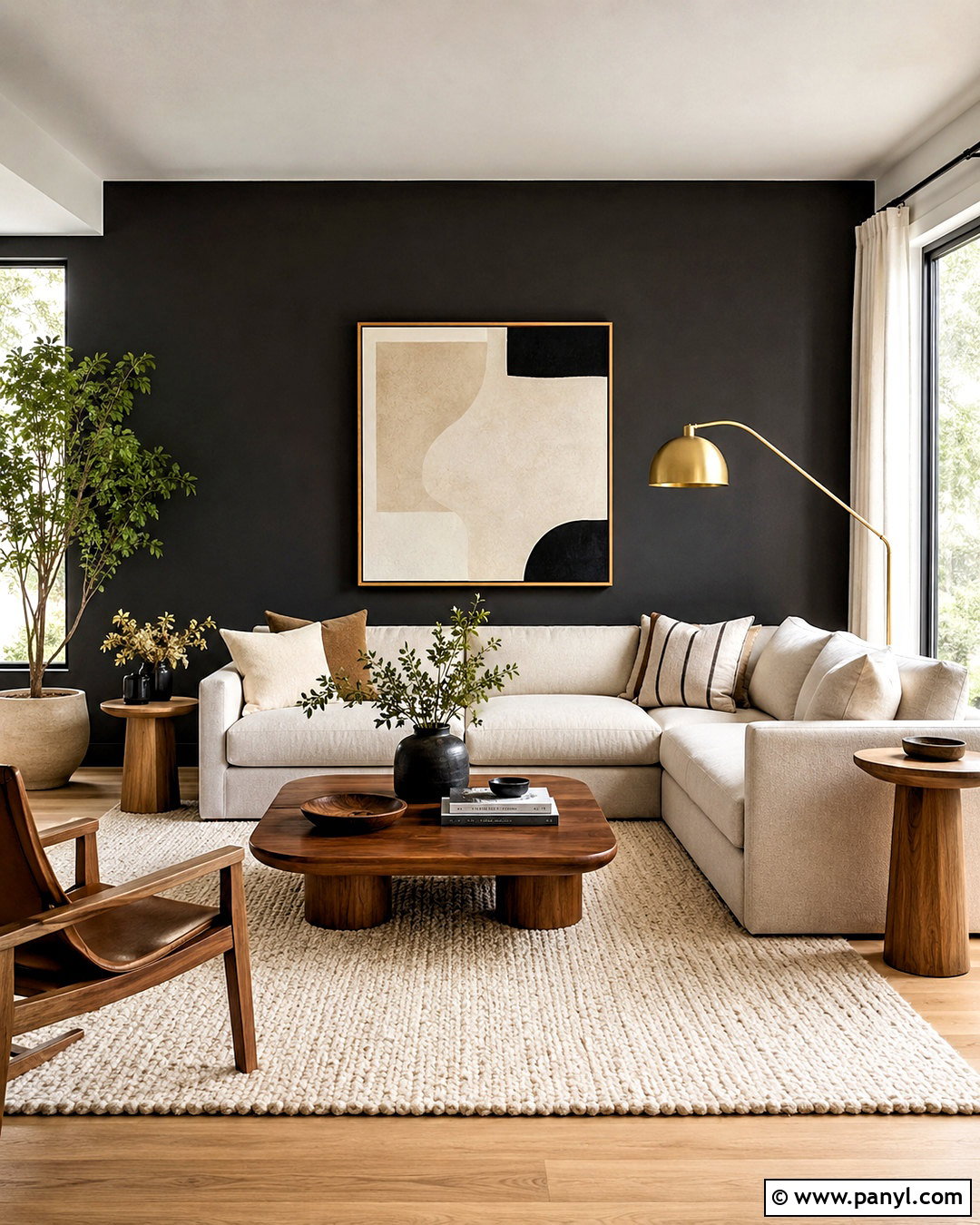 Matte Black Feature Wall Living Room - 40 Black Feature Wall Ideas