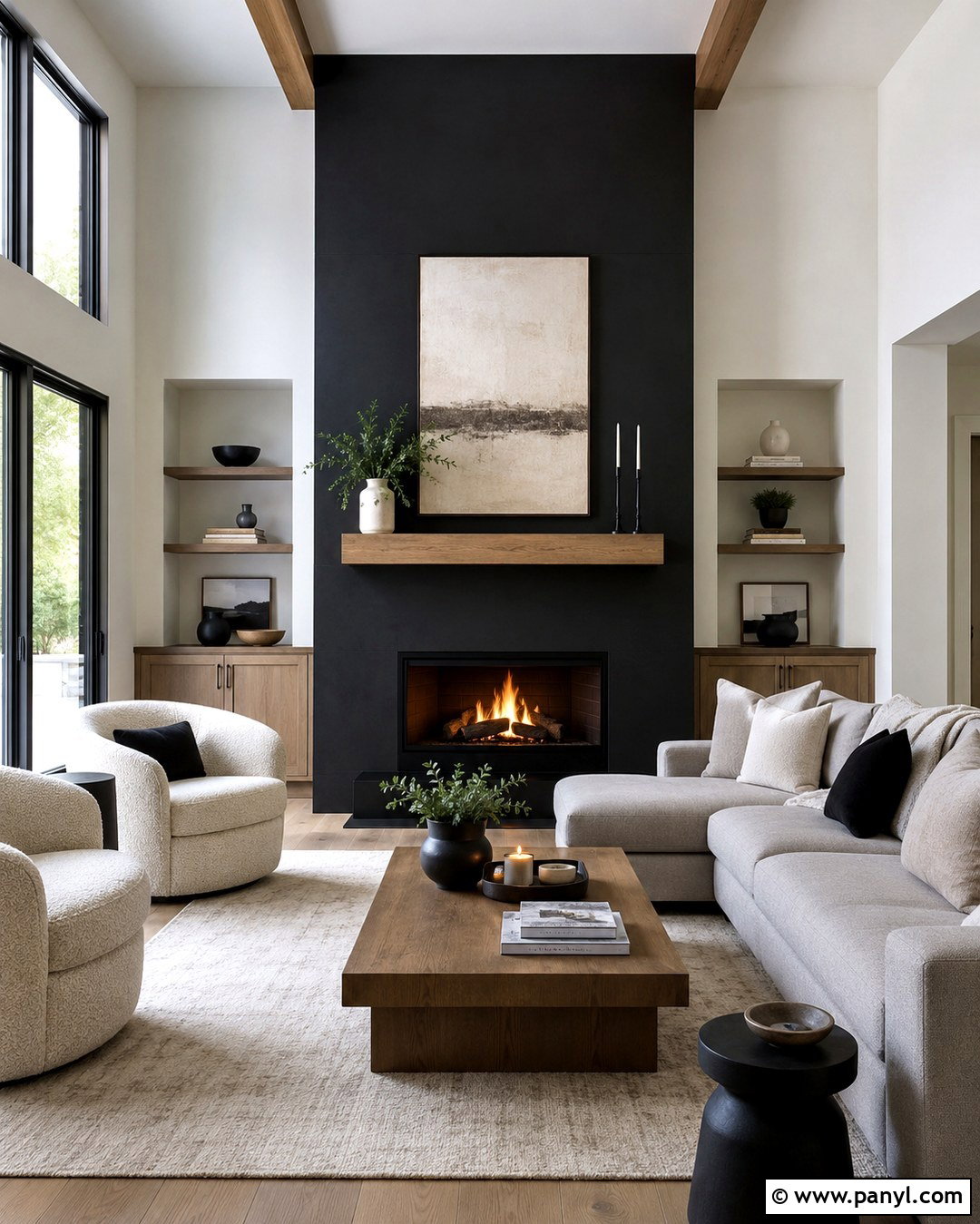 Matte Black Fireplace Wall - 20 Mat Black Wall Ideas