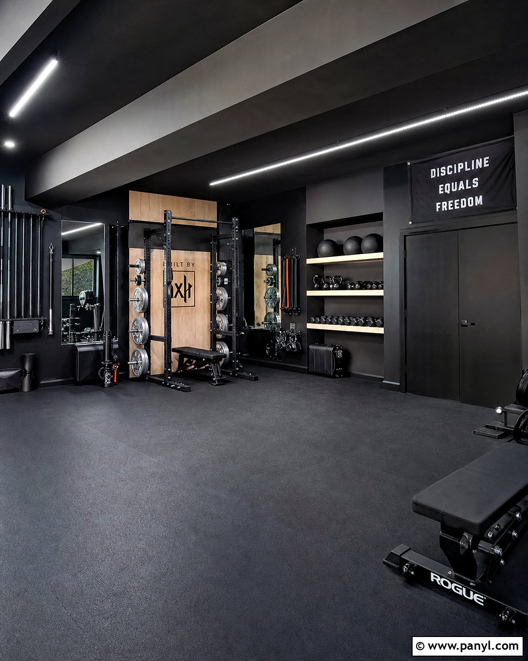 Matte Black Home Gym - 20 gym colors ideas