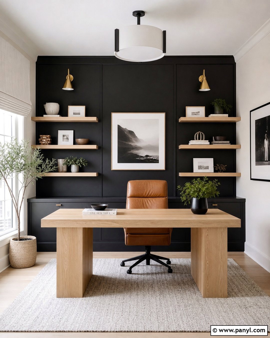 Matte Black Home Office Accent Wall - 25 Home Office Accent Wall Color Ideas