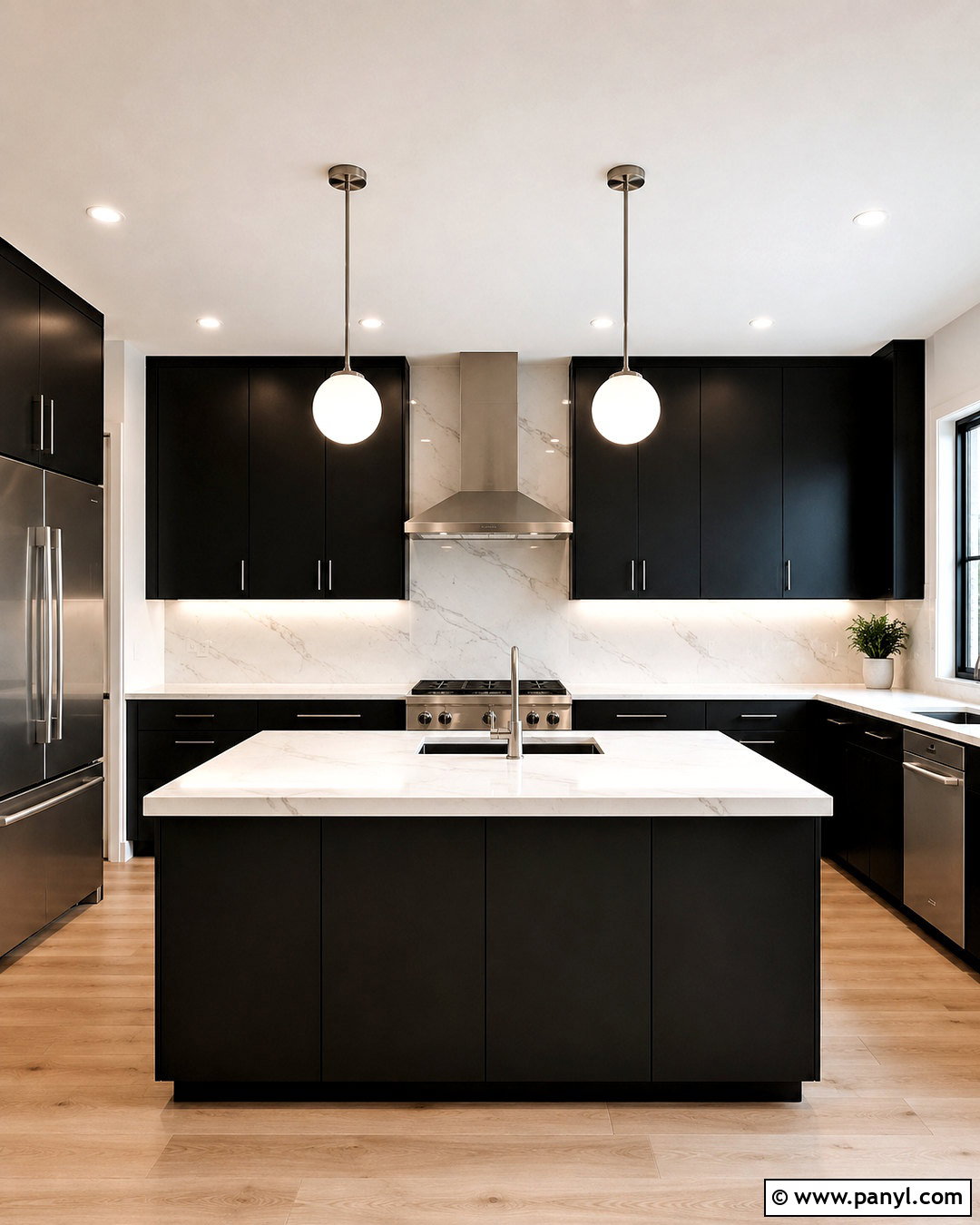 Matte Black Kitchen With White Countertops - 20 black kitchen inspiration ideas