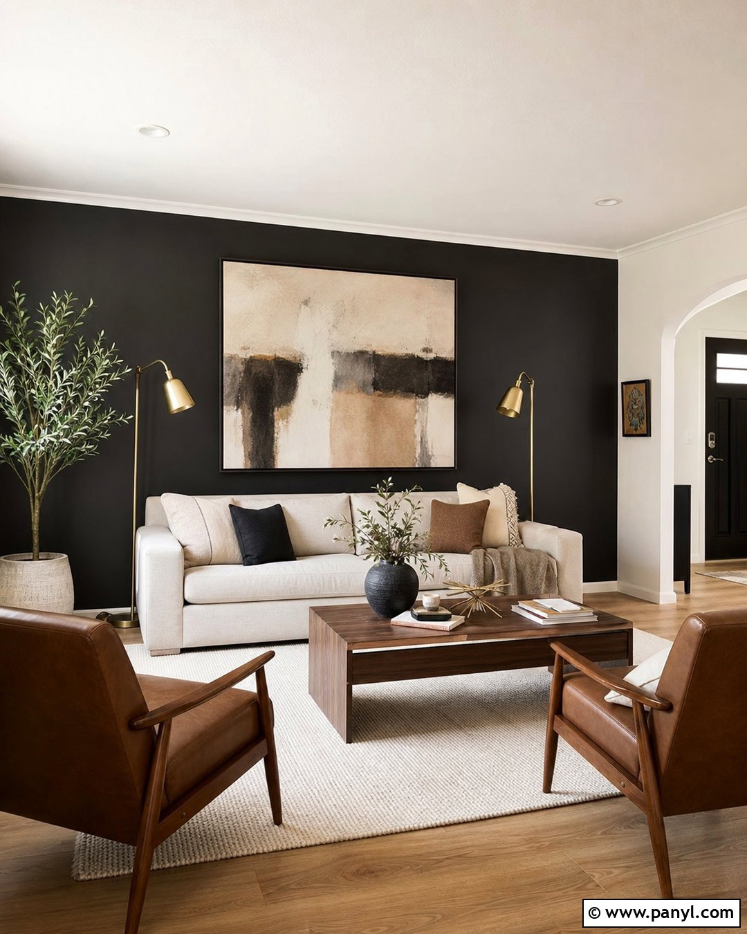 Matte Black Living Room Accent Wall - 30 dark accent walls