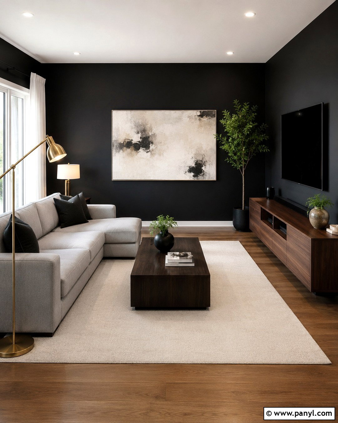 Matte Black Living Room Accent Wall - 20 Black And Gray Accent Wall Ideas